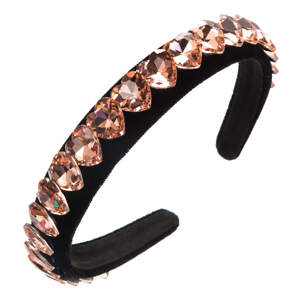 Wholesale Heart-shaped Glass Diamond Valentine's Day Hair Bands